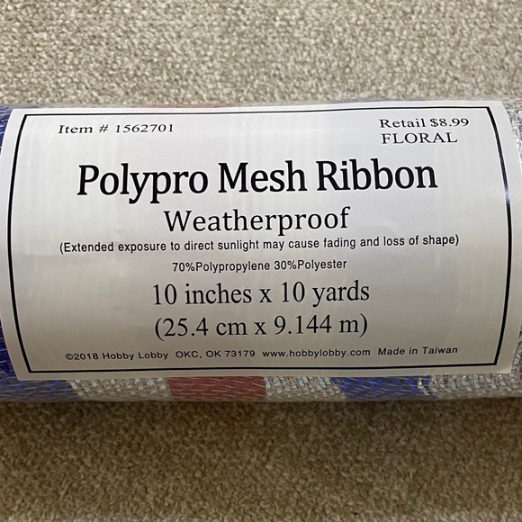 Polypro Mesh Ribbon Weatherproof - Red, Silver & Blue - Picture 2 of 2